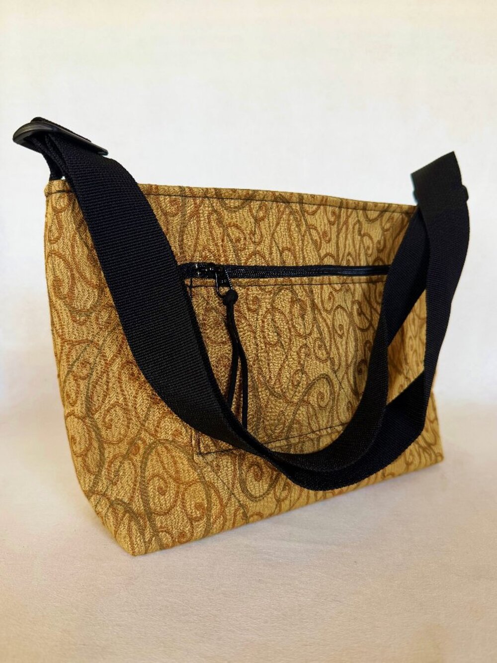 Gold Fabric Tote Purse Handmade Handbag Shoulder Bag Adjustable Strap New Gift